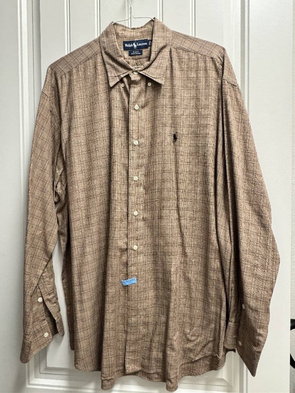 Ralph Lauren Men's Brown Plaid Dress Shirt, Size XL